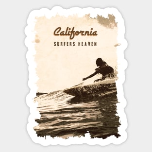 ☀ California ✪ Surfers Heaven ✪ Vintage Retro art style poster ✔ ✅ Sticker